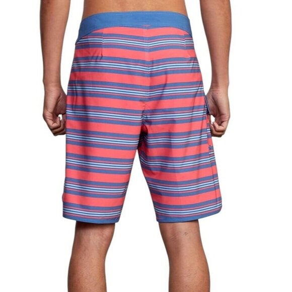 RVCA‎ Mens Size 29 Retro Pink Blue Striped Stretch 20” Board Shorts Swim NWT - Picture 11 of 13